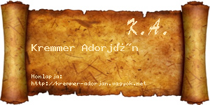 Kremmer Adorján névjegykártya